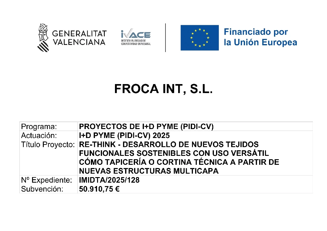 RE-THINK – DESARROLLO DE NUEVOS TEJIDOS FUNCIONALES SOSTENIBLES